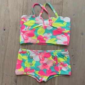 Janie and Jack toddler neon floral swimsuit